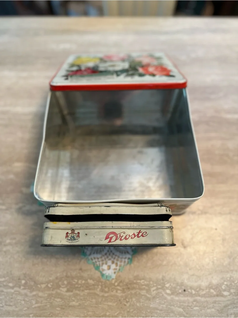 Vintage Floral Chocolate Tins  Set of 2 - Rose Motif, White & Red